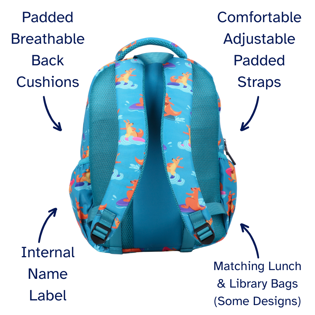 australia backpack for kids qith kangaroo Surfing Kangaroos Midsize Kids Backpack