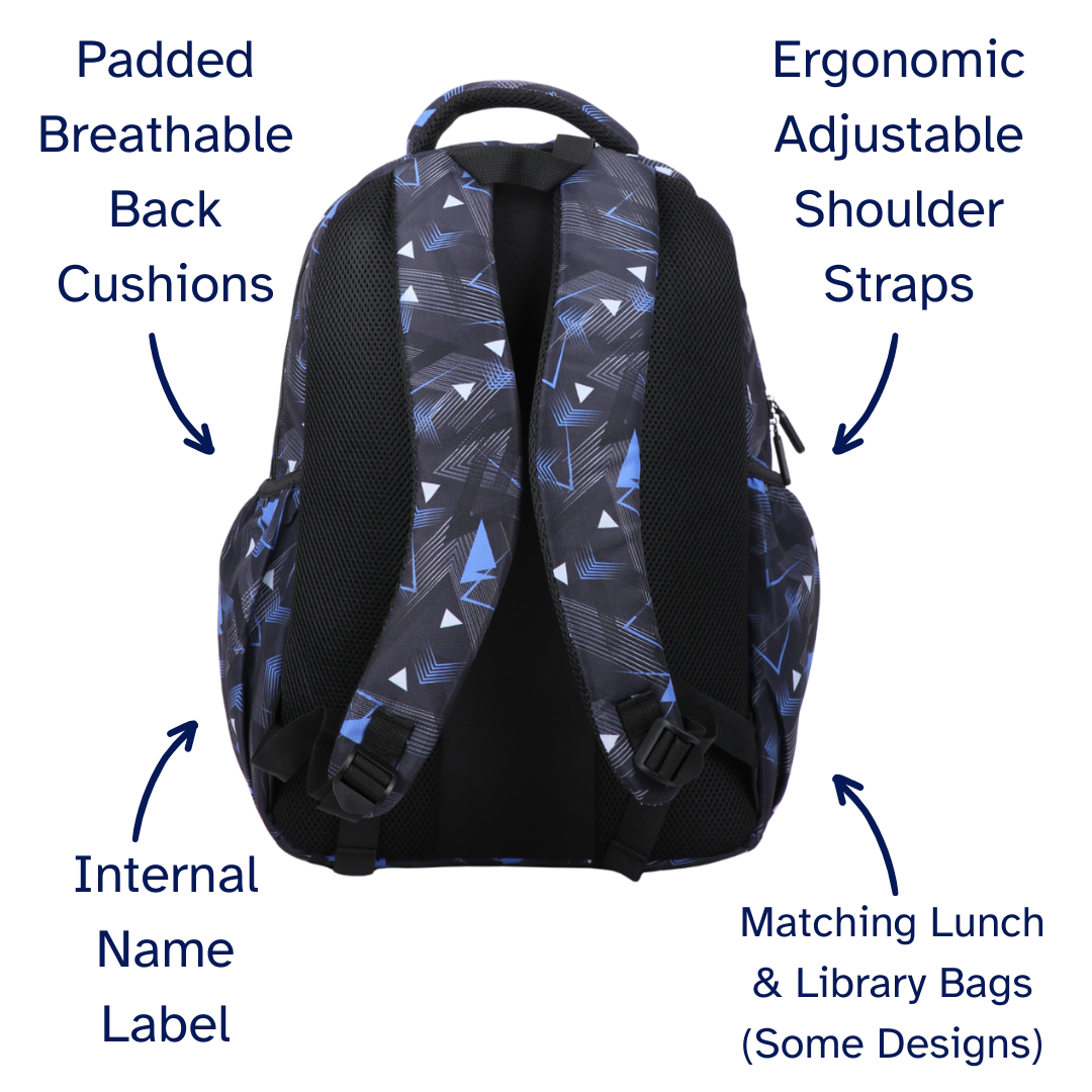 Blue Geometric Abstract Large School Backpack