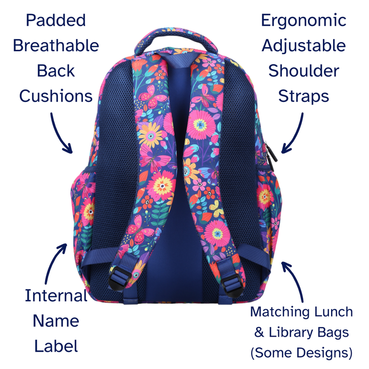 Blooms & Butterflies Large School Backpack