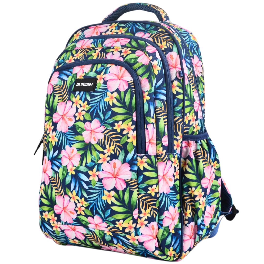 Grand sac à dos Fleurs tropicales et palmiers