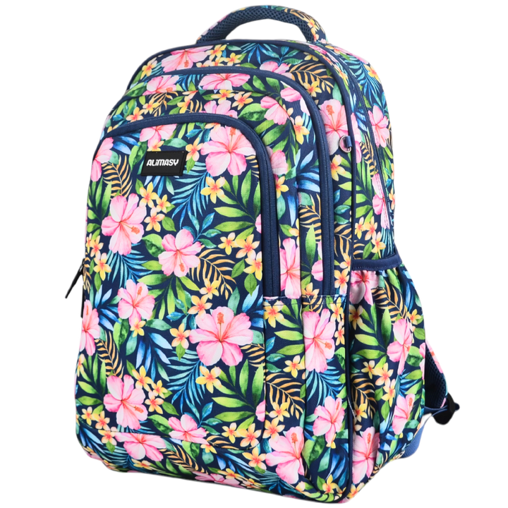 Grand sac à dos Fleurs tropicales et palmiers