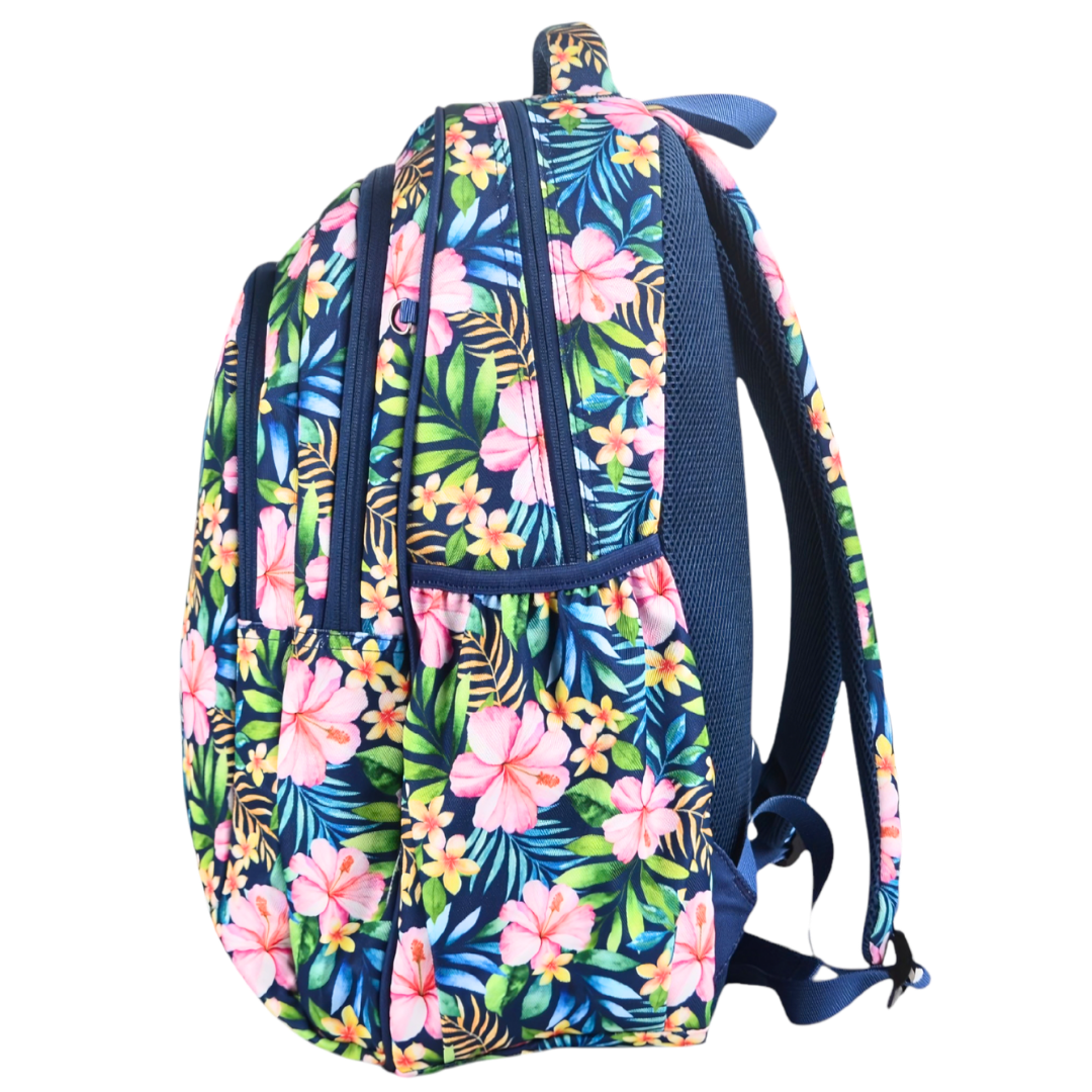 Grand sac à dos Fleurs tropicales et palmiers