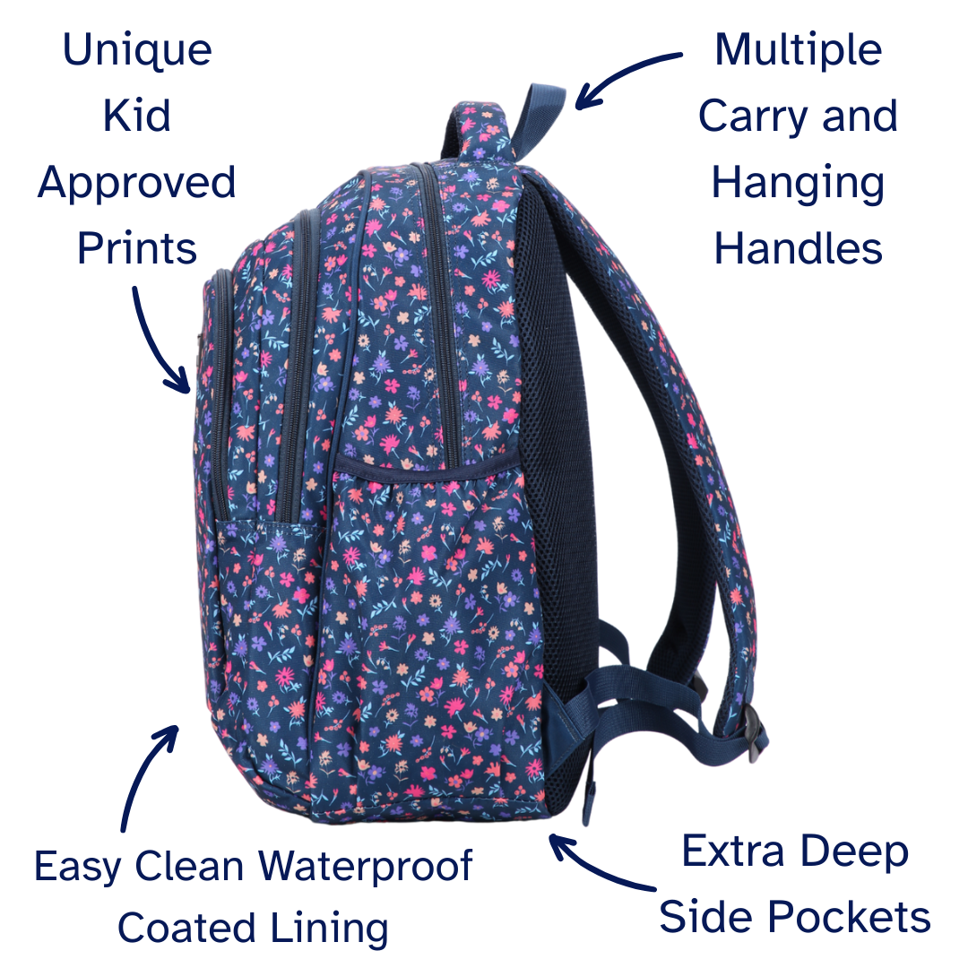 Ditsy Flowers Navy Large School Backpack