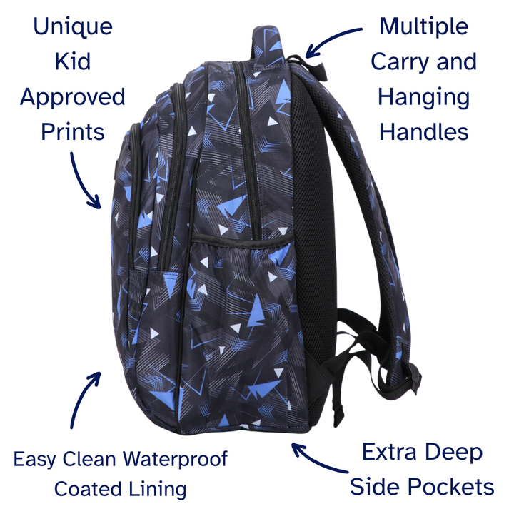 Blue Geometric Abstract Large School Backpack