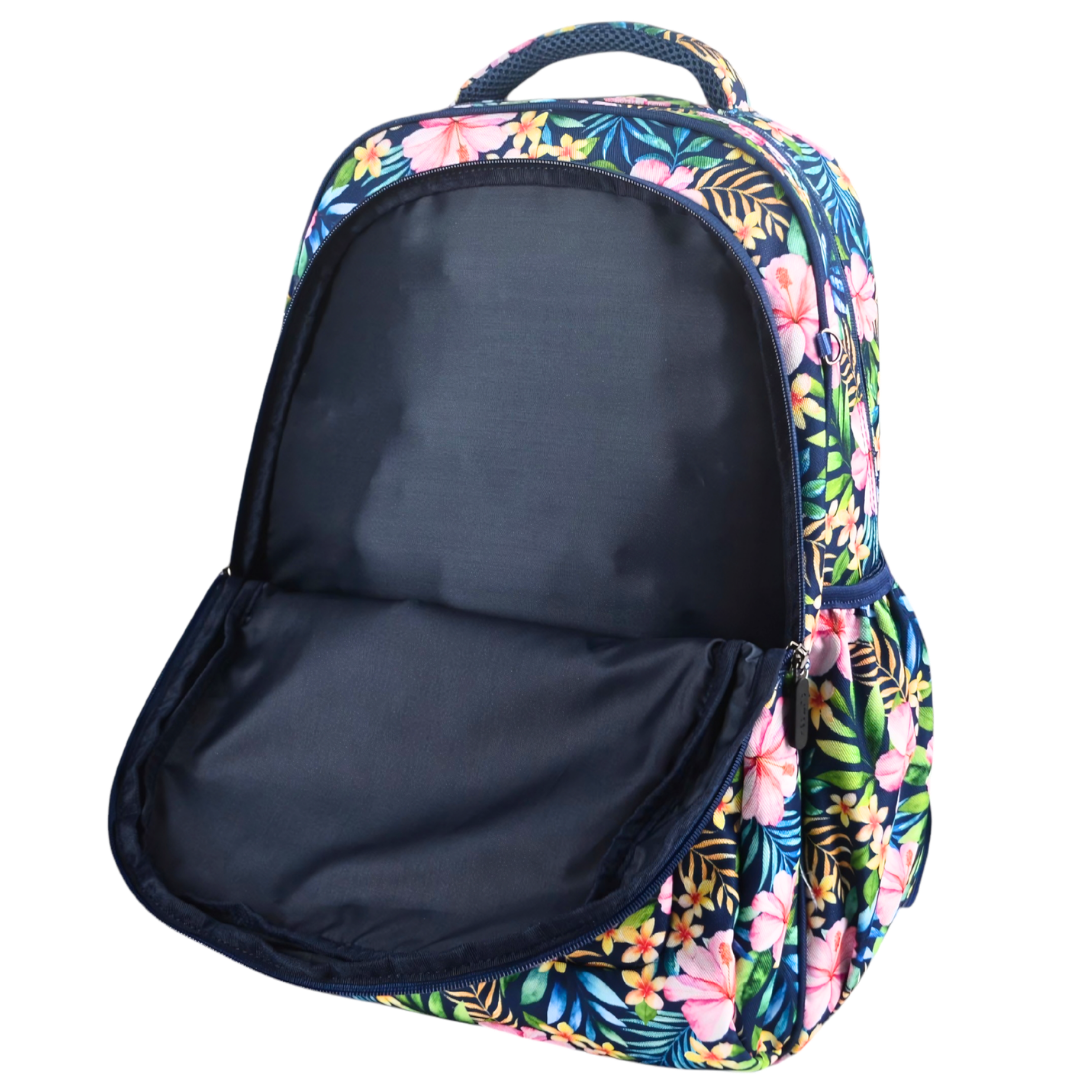 Grand sac à dos Fleurs tropicales et palmiers