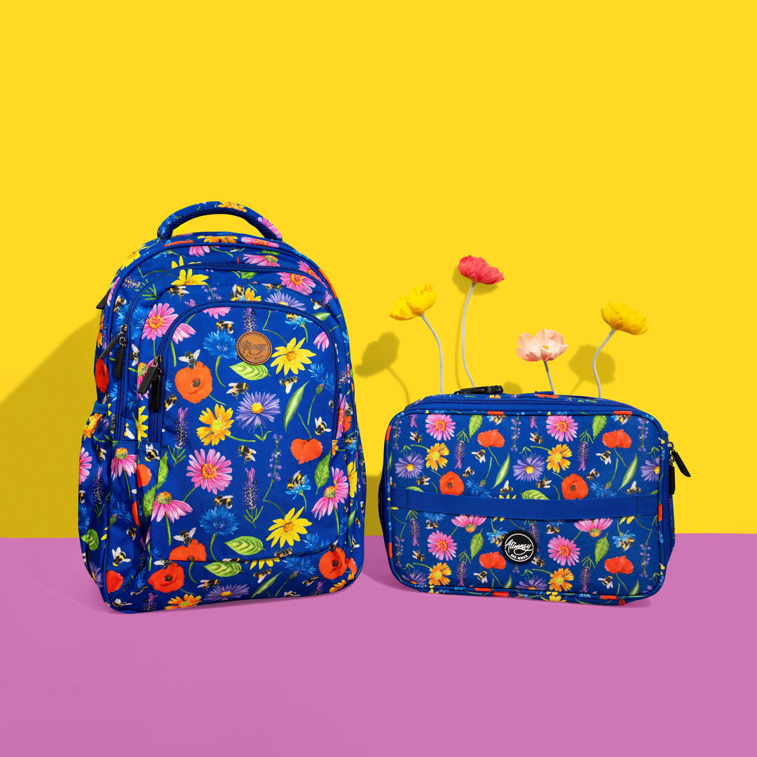 Bees & Wildflowers Large School Backpack - Alimasy