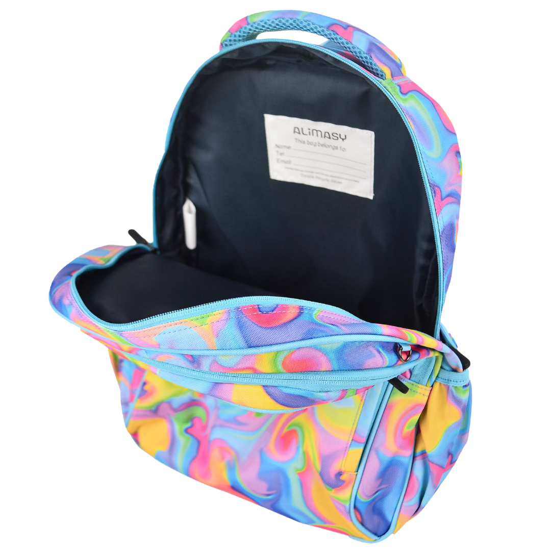 Midsize Kids Backpack 900D Abstract Neon Waves