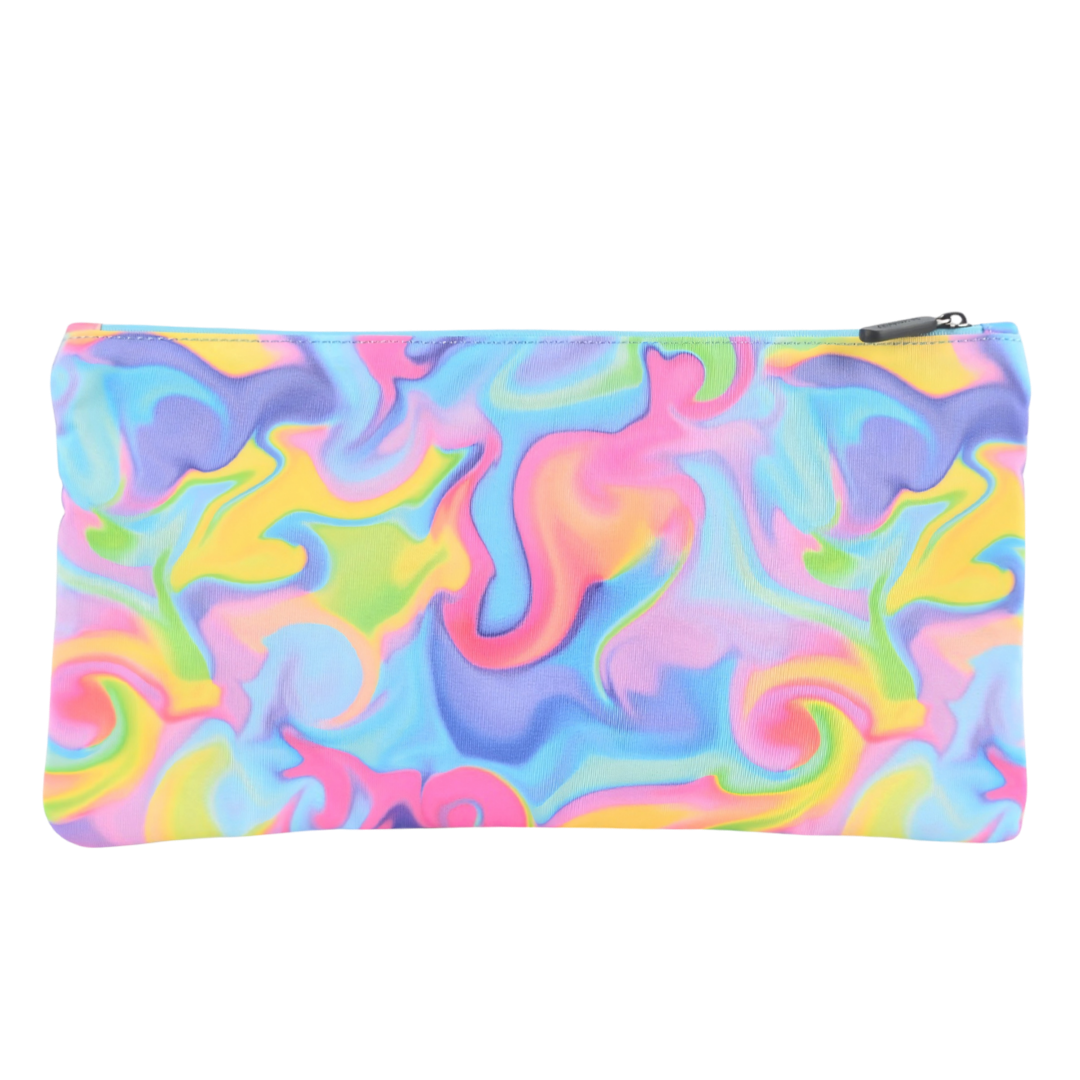 Large School Pencil Case Abstract Neon Waves