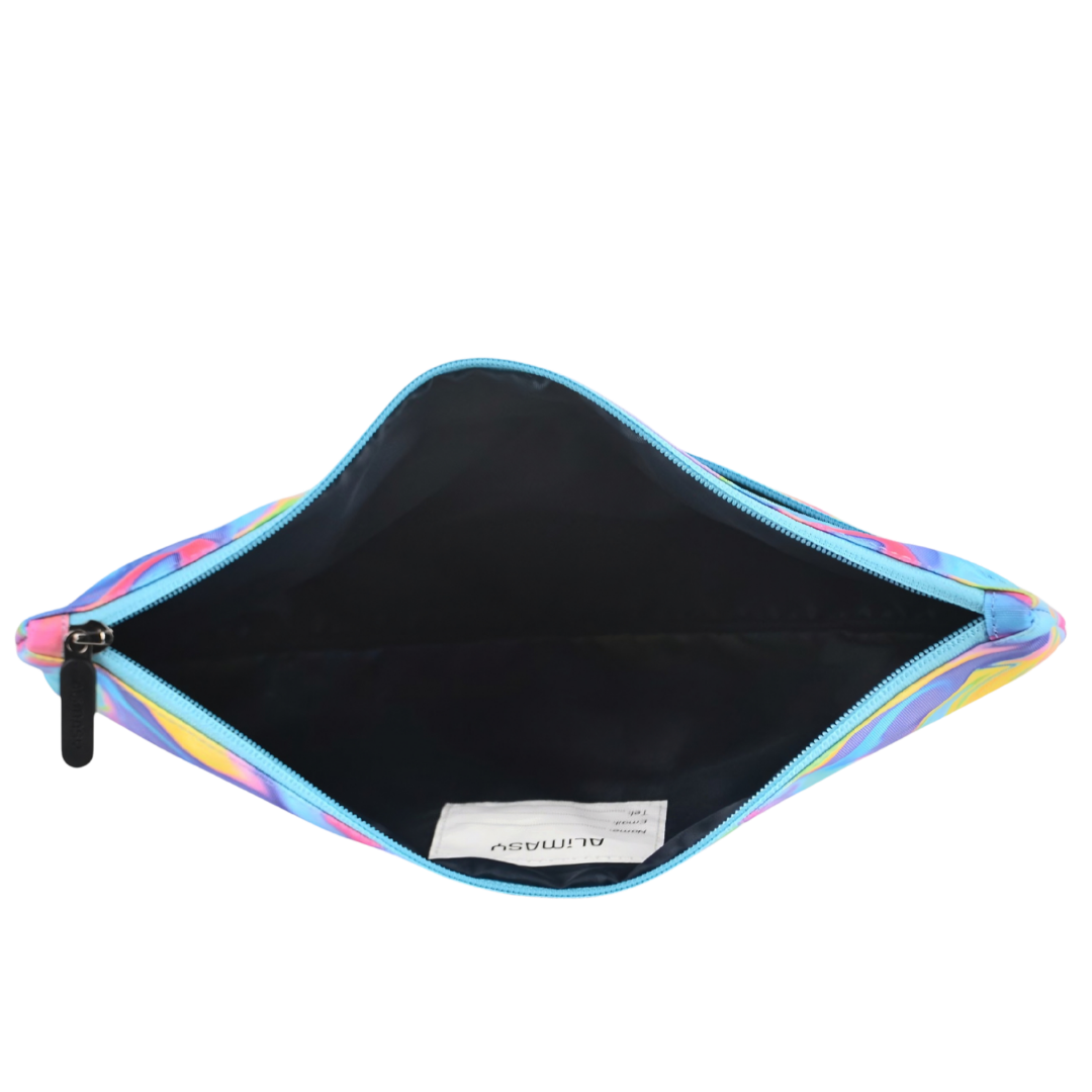 Large School Pencil Case Abstract Neon Waves