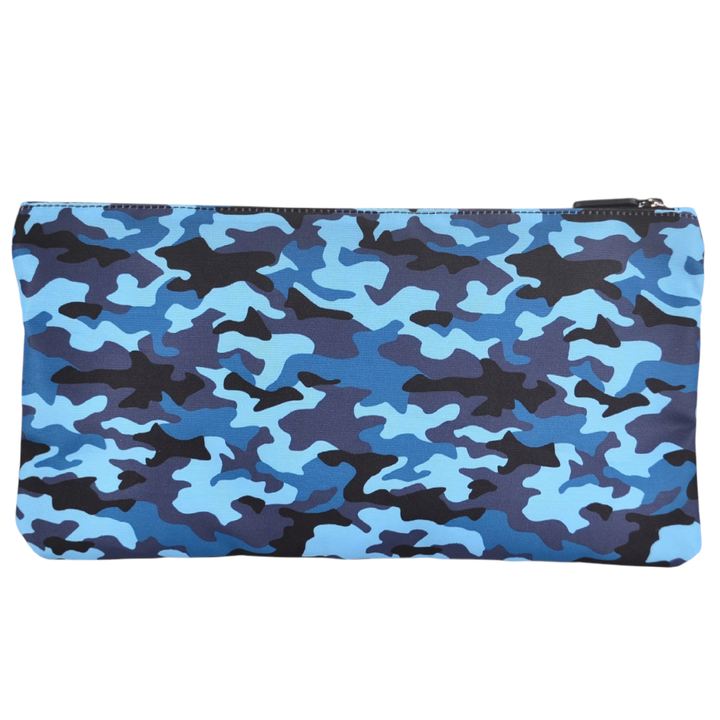 Large School Pencil Case Blue Camouflage