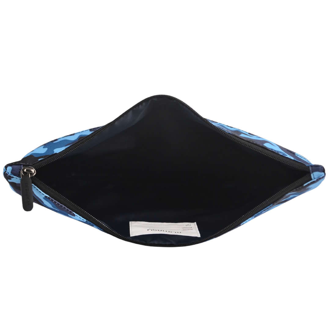 Large School Pencil Case Blue Camouflage