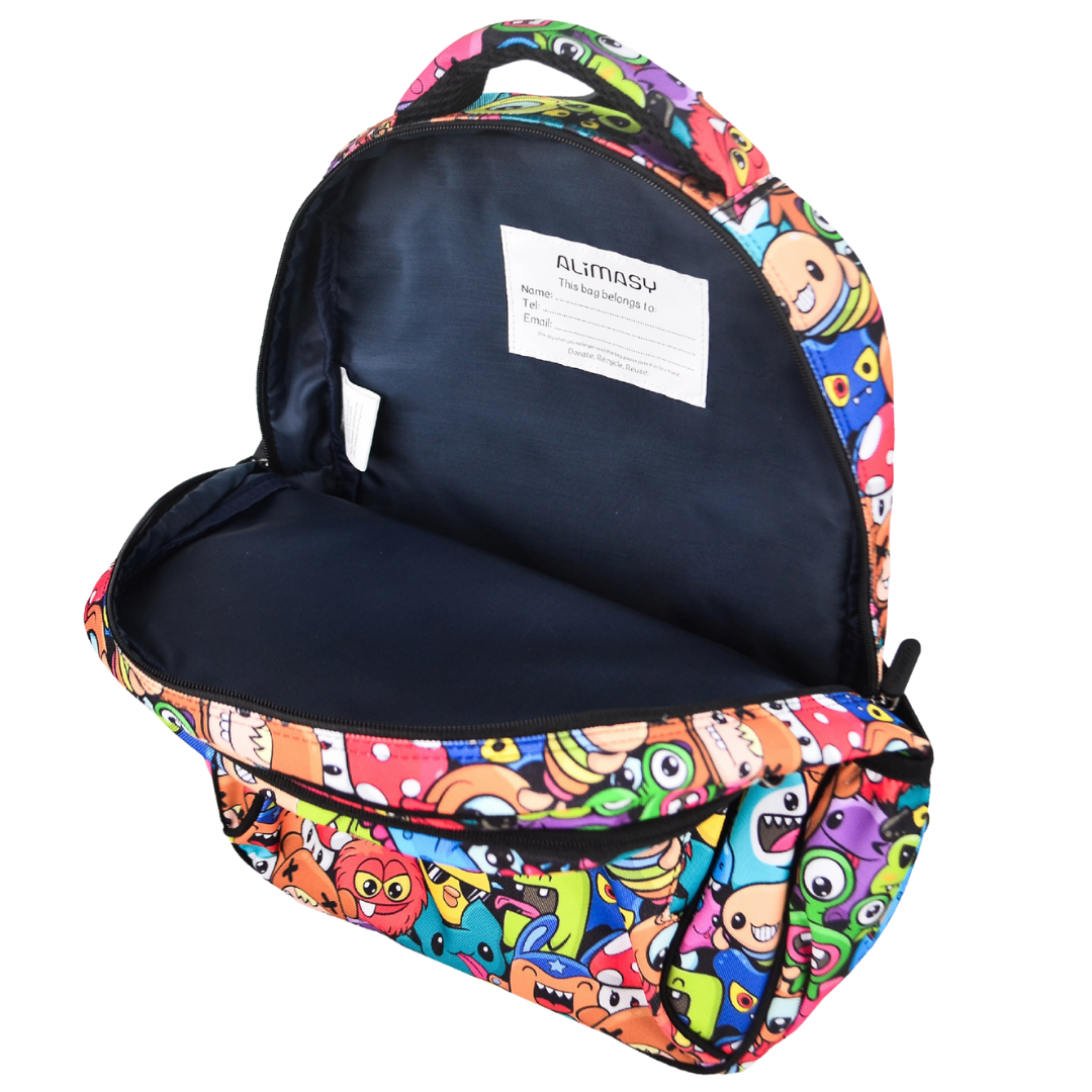 Midsize Kids Backpack 900D Cute Cartoon Monsters