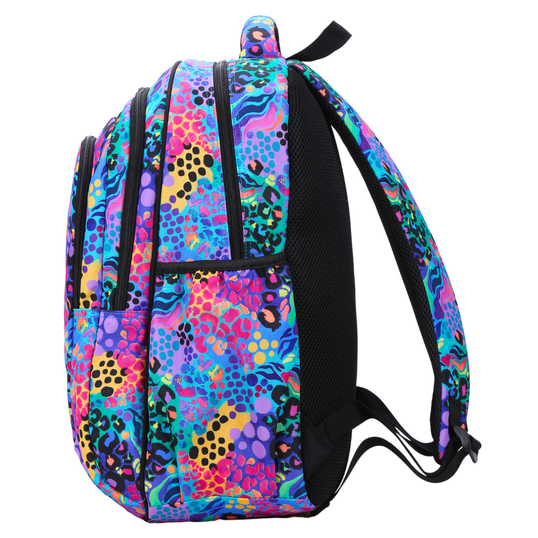 Electric Leopard Large Kids Backpack Kasey Rainbow design school bag Alimasy