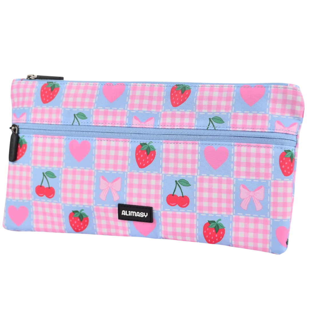 Large School Pencil Case Pretty Gingham