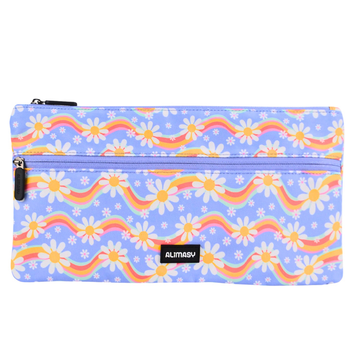 Large School Pencil Case Rainbow Daisy