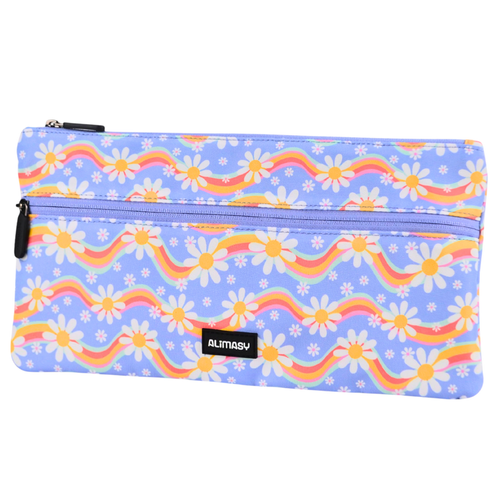 Large School Pencil Case Rainbow Daisy