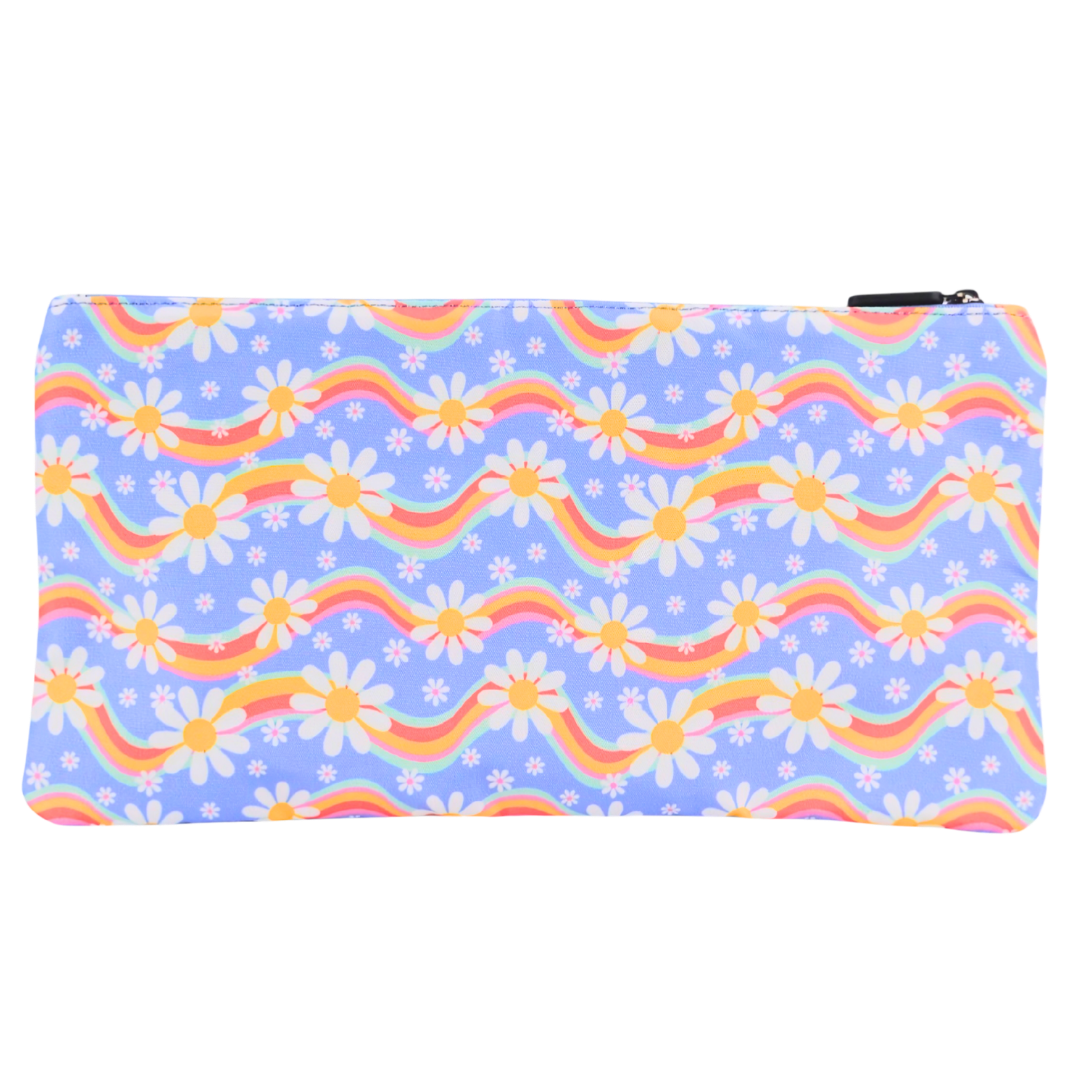Large School Pencil Case Rainbow Daisy