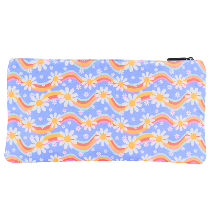 Large School Pencil Case Rainbow Daisy