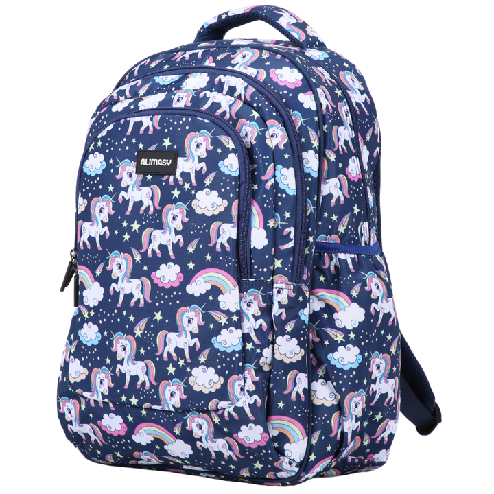 Backpack with unicorn pattern on a white background