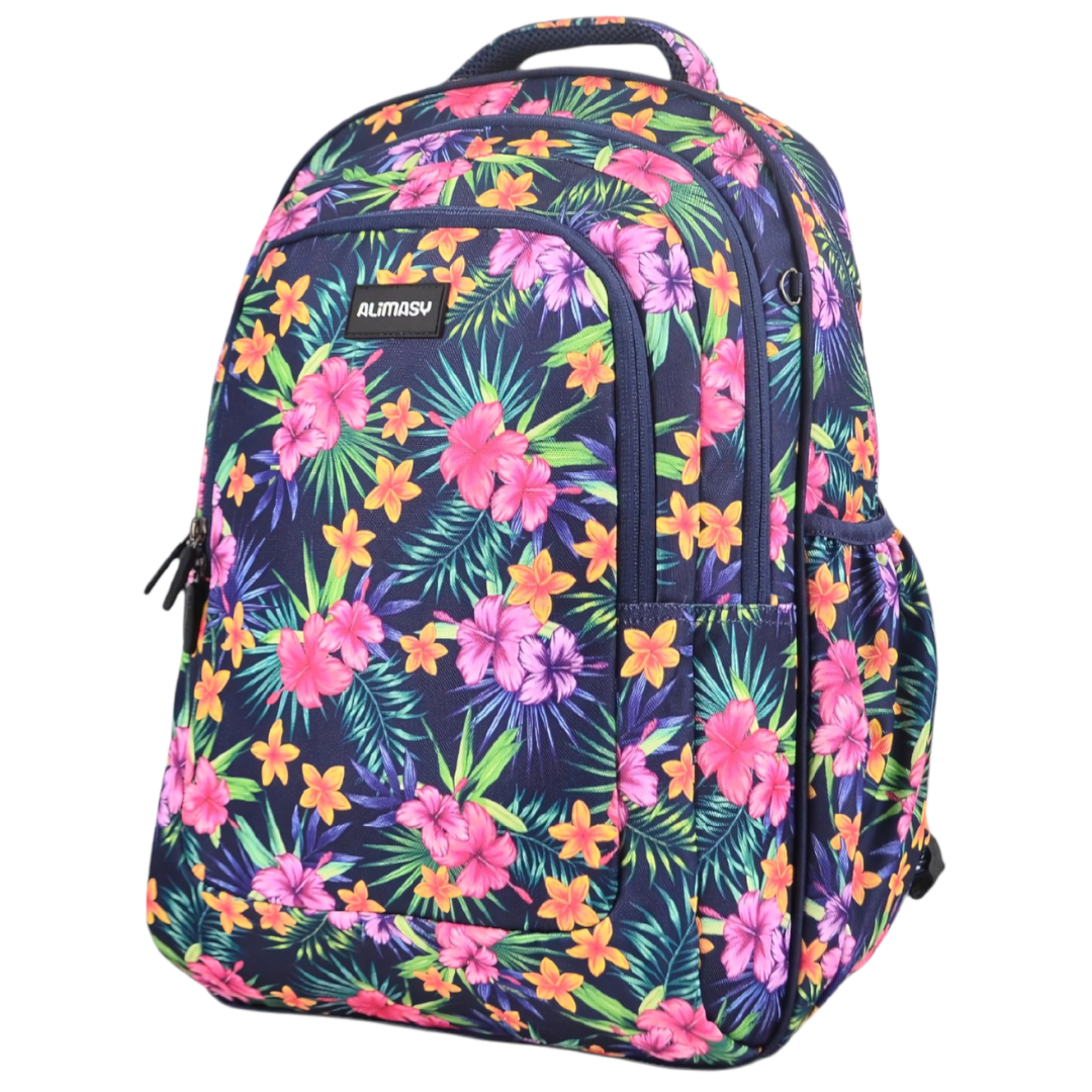 Large Backpack 900D Tropical Flowers &amp; Palms
