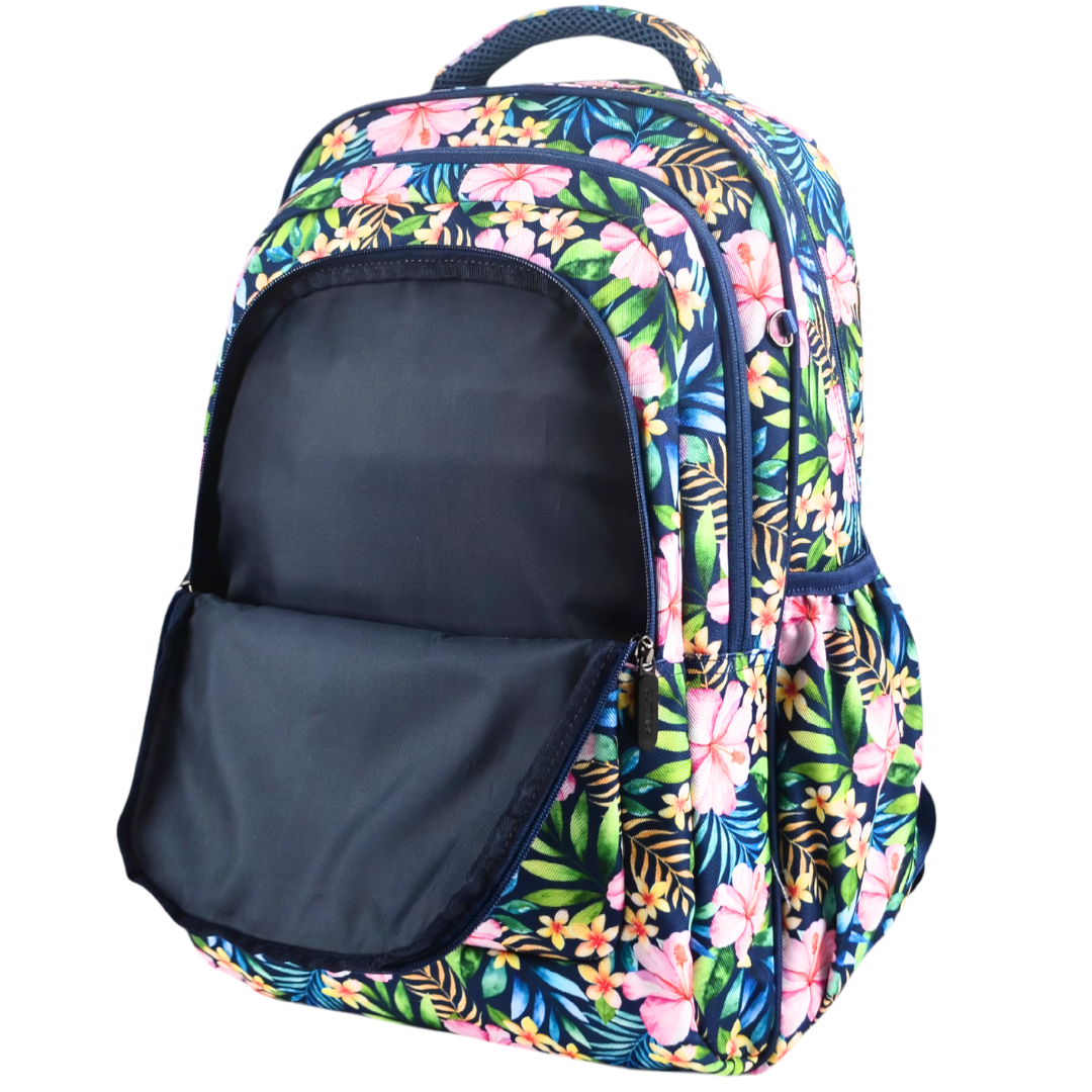 Grand sac à dos Fleurs tropicales et palmiers