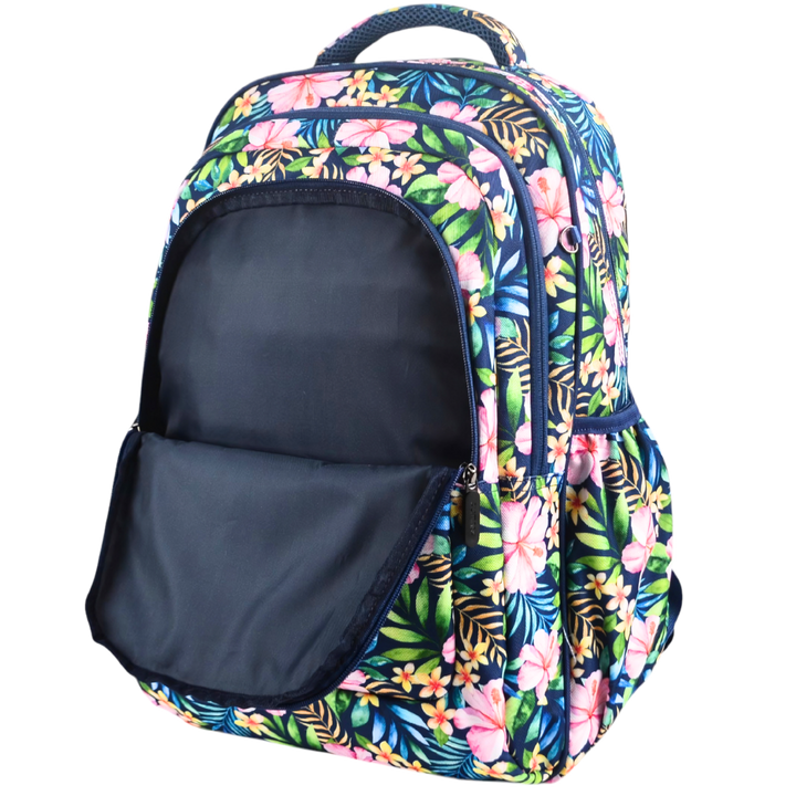 Grand sac à dos Fleurs tropicales et palmiers