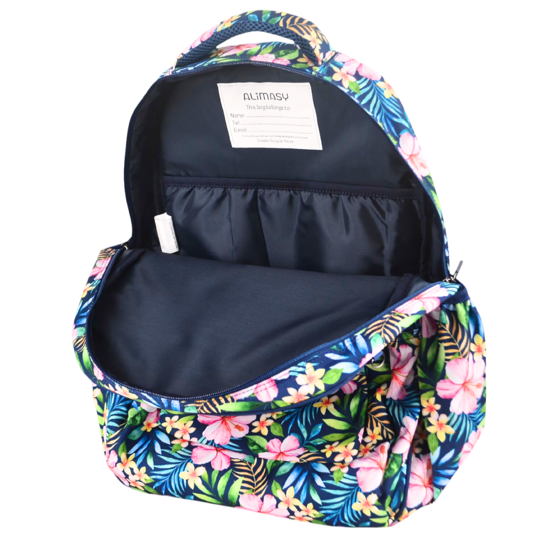 Grand sac à dos Fleurs tropicales et palmiers