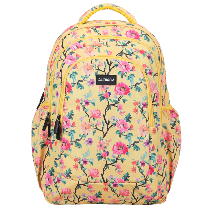 Yellow Floral Large School Backpack