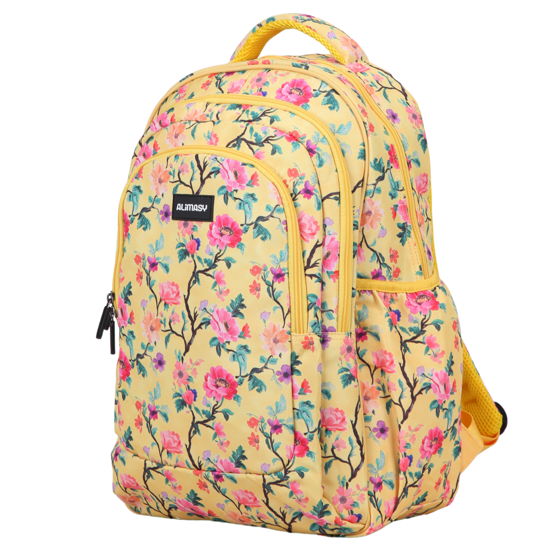 Yellow Floral Large School Backpack