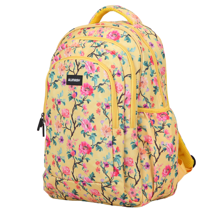 Yellow Floral Large School Backpack