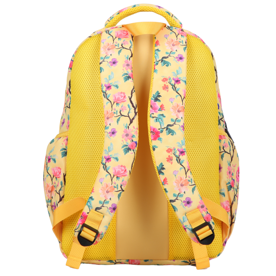 Yellow Floral Large School Backpack