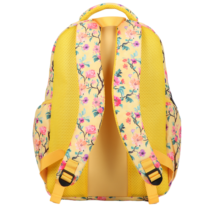 Yellow Floral Large School Backpack