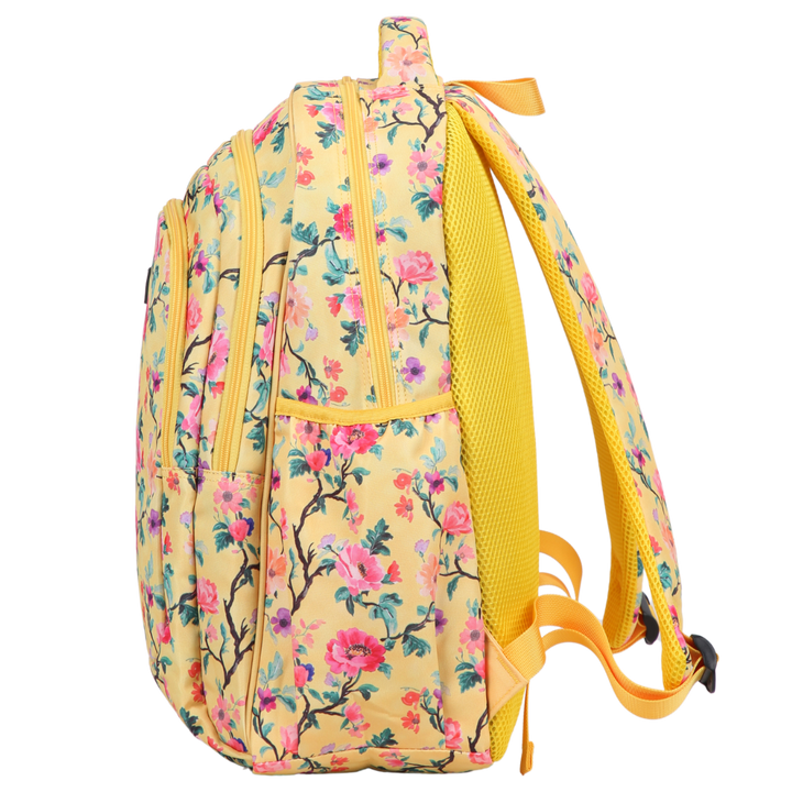 Yellow Floral Large School Backpack