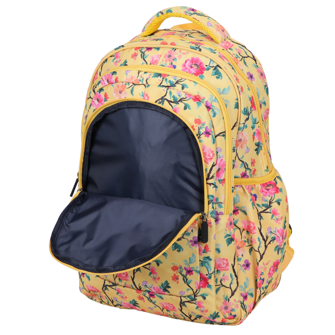 Yellow Floral Large School Backpack