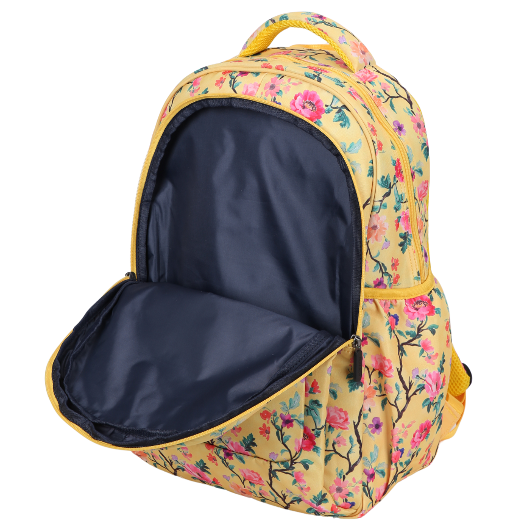 Yellow Floral Large School Backpack