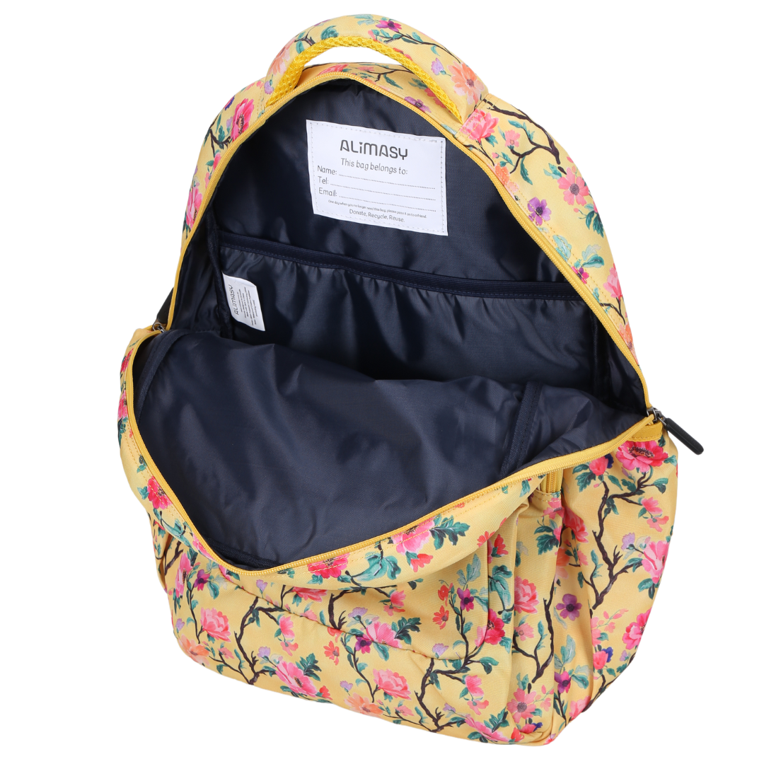 Yellow Floral Large School Backpack