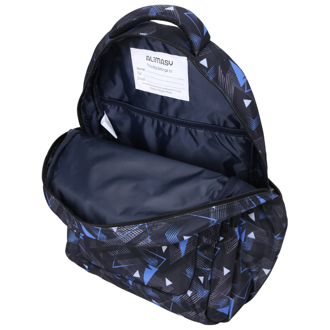 Blue Geometric Abstract Large School Backpack