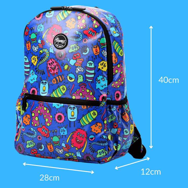 Blue Monster Medium Kids Waterproof Backpack - Alimasy