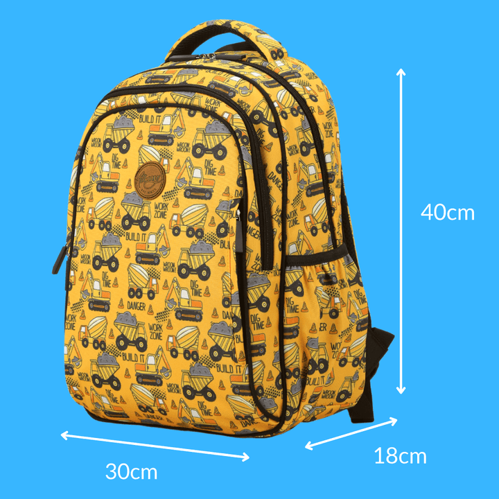 Yellow Construction Midsize Kids Backpack - Alimasy